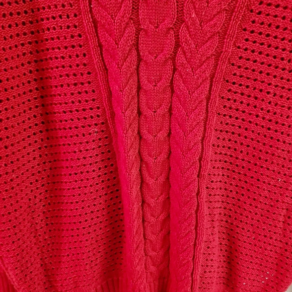 Lane Bryant Red V-Neck Pullover Sweater Cable Knit Crochet Size 14/16 - Picture 4 of 9